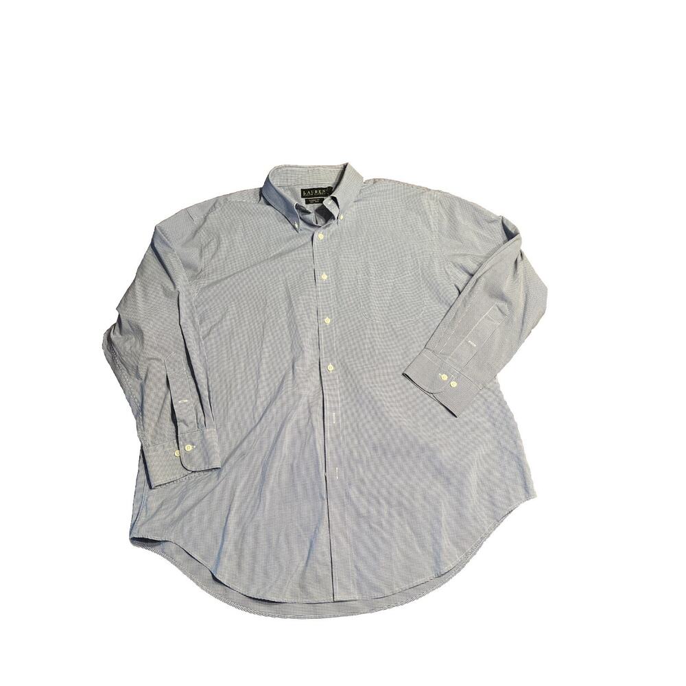 Lauren Ralph Lauren Men's Size 17.5 32/33 Blue White Check Shirt Button Down